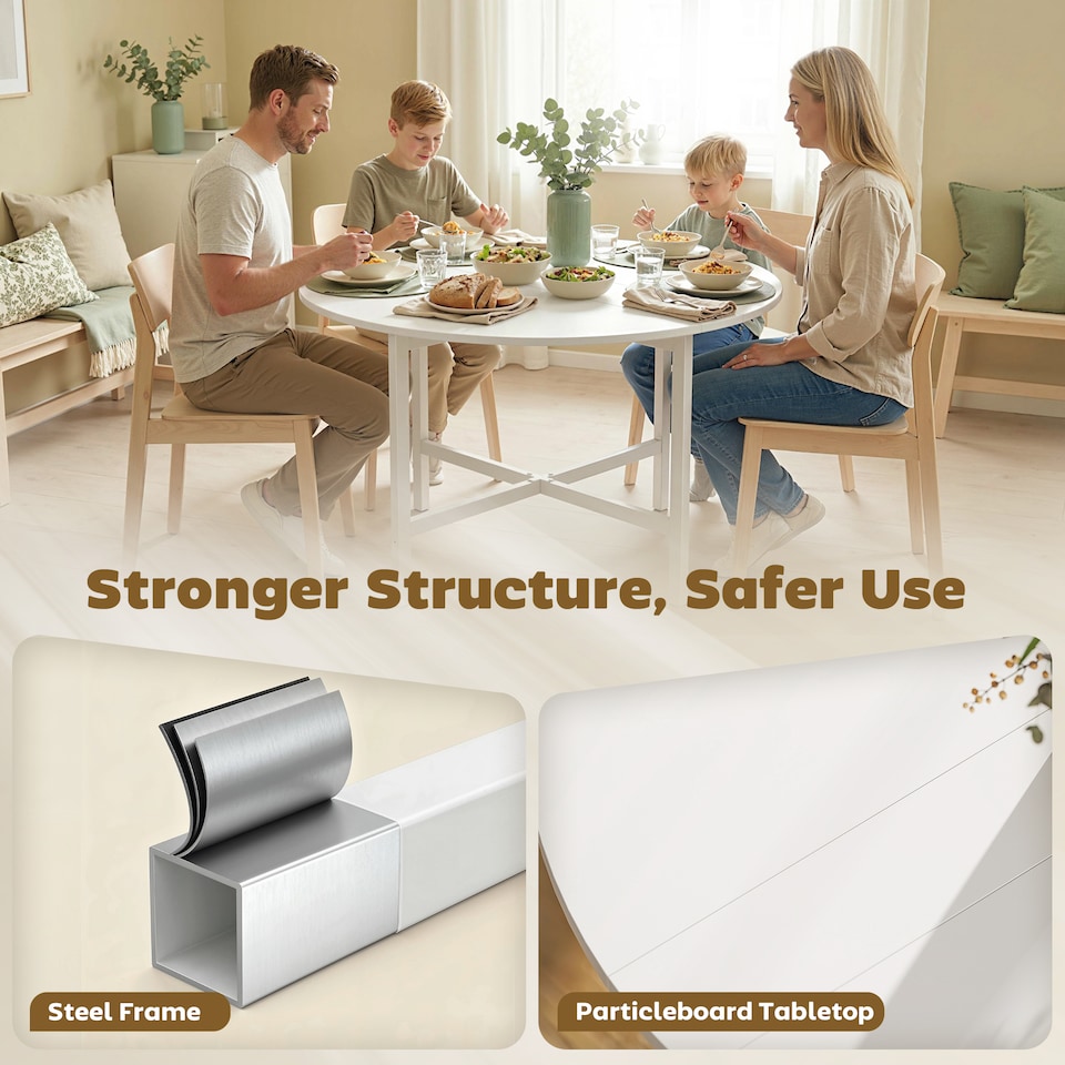 image 1 of HOMCOM Folding Dining with Steel Frame for Small Spaces, White