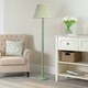 image 2 of ValueLights Bobbles Sage Green Bobbin Floor Lamp with Pink Aztec Pleated Shade