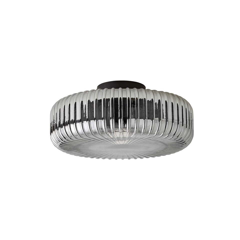 image 1 of ValueLights Calpe Large Ceiling Light Ribbed Smoked Shade | Black