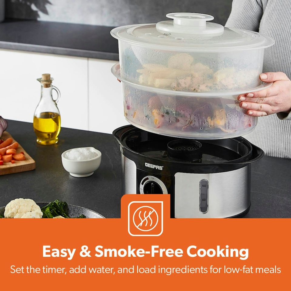 image 1 of GEEPAS 3-Tier Food Steamer, 12L Capacity