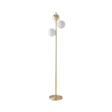 ValueLights Jas 3 Gold Metal Floor Lamp White Frosted Glass Shades | Gold | White