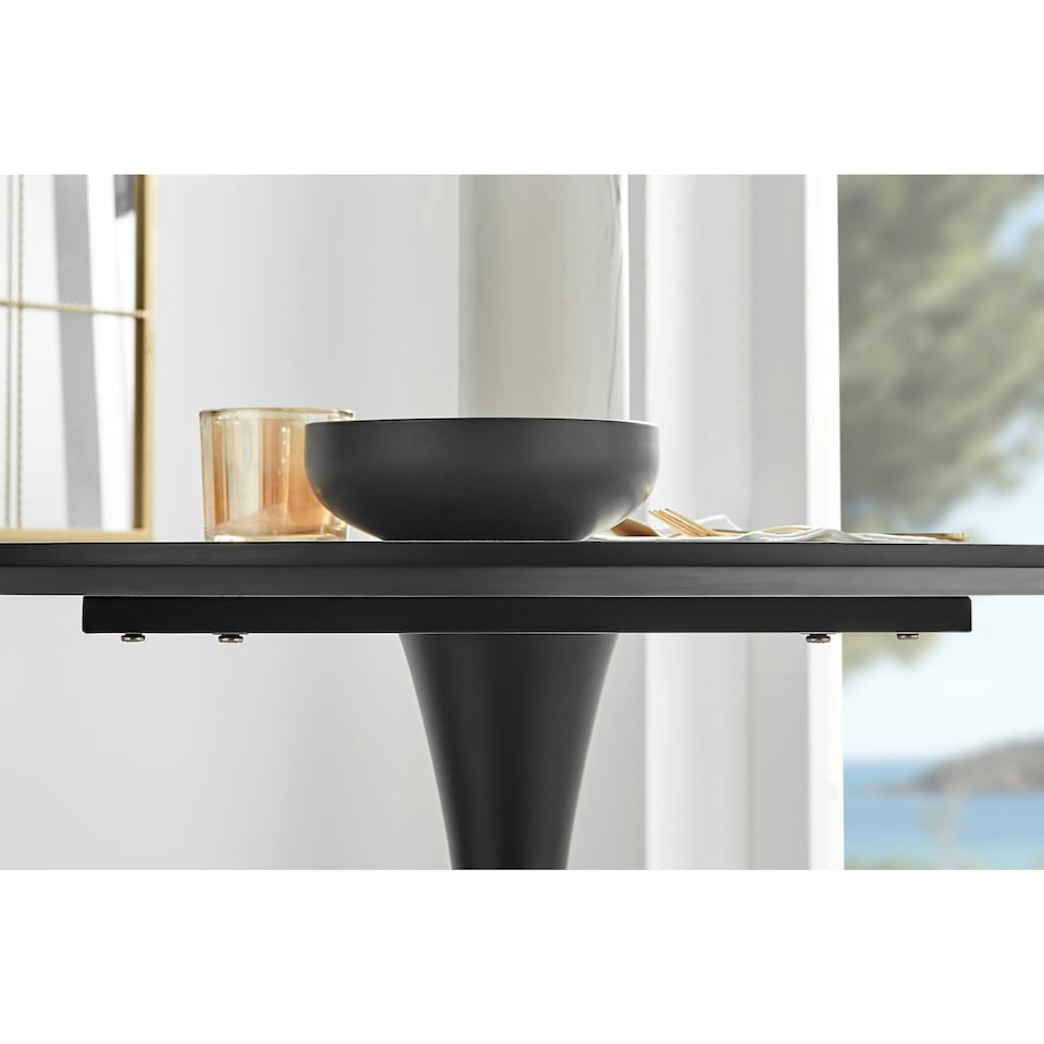 image 1 of Furniturebox Elina Round 2 Seater White Marble Effect Pedestal Dining Table