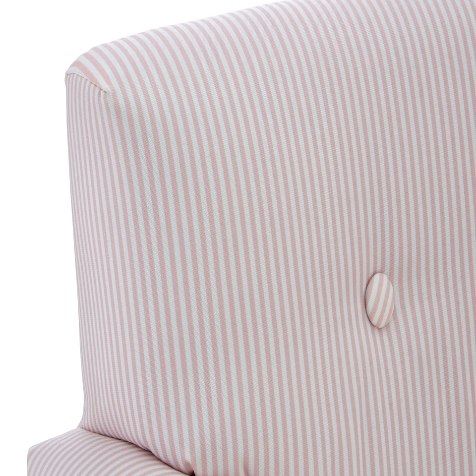 image 1 of Premier Kids Pink and White Stripe Rocker with Footstool for Kids, Velvet Stool, Adjustable Sofa Footstool, Ergonomic Sofa
