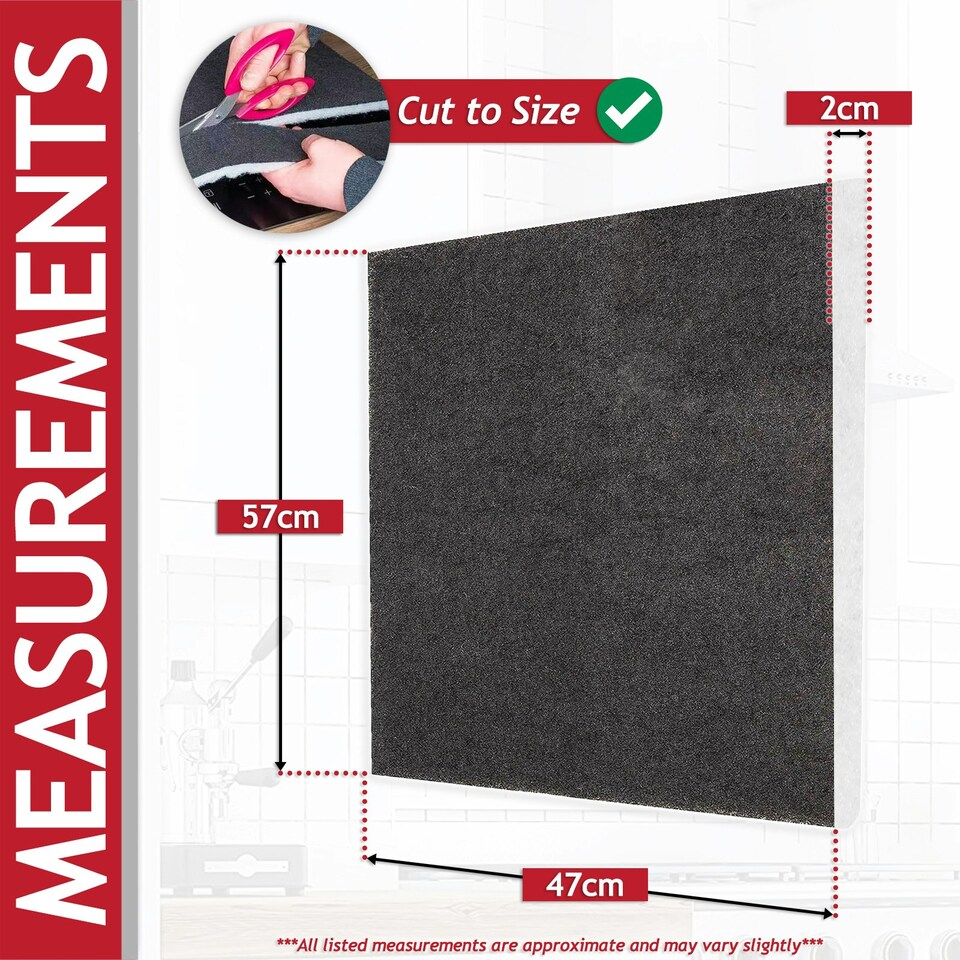 image 1 of SPARES2GO Carbon + Foam Grease Filter Kit for Diplomat Cooker Hood Vent Extractors (Cut to Size, 57cm x 47cm)