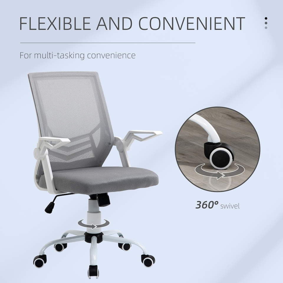 image 1 of Vinsetto Mesh Swivel Office Chair Task Computer Chair w/ Lumbar Support, Grey