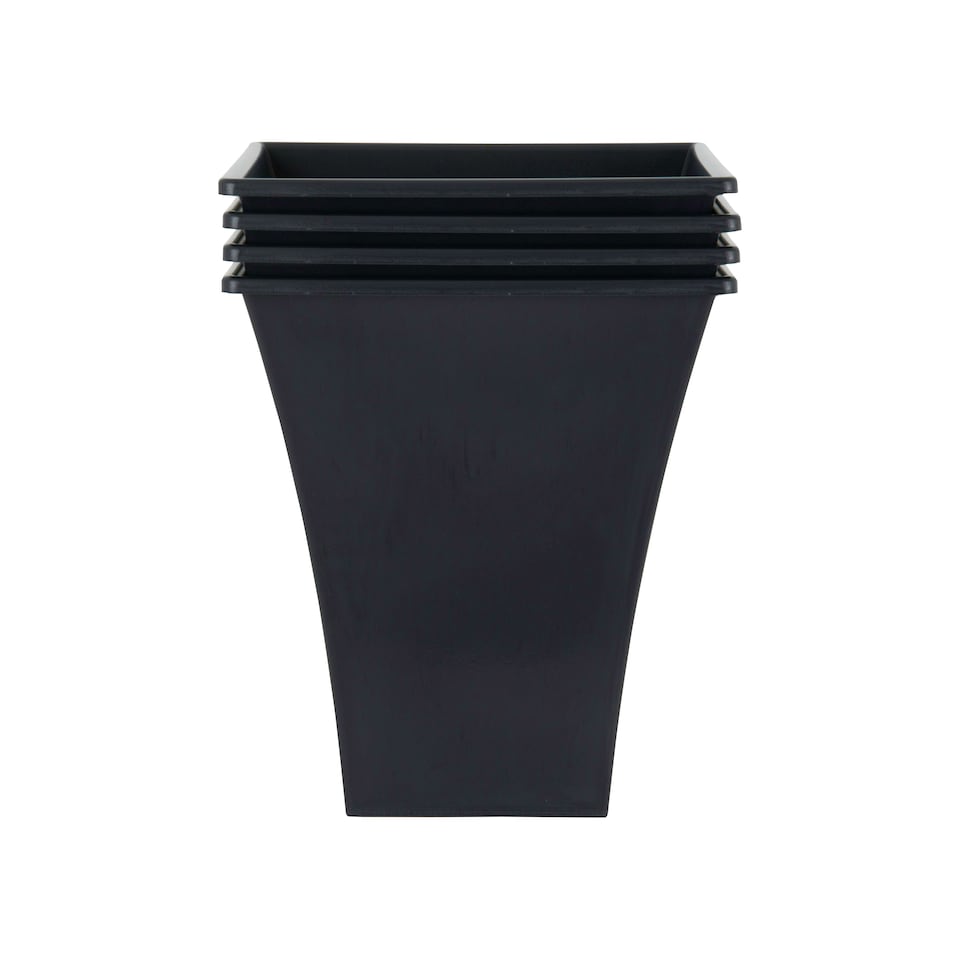 image 1 of Metallica 28cm Square Planter Pack 4 Black