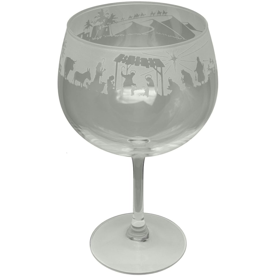 Animo Glass Etched Gin Glass Nativity