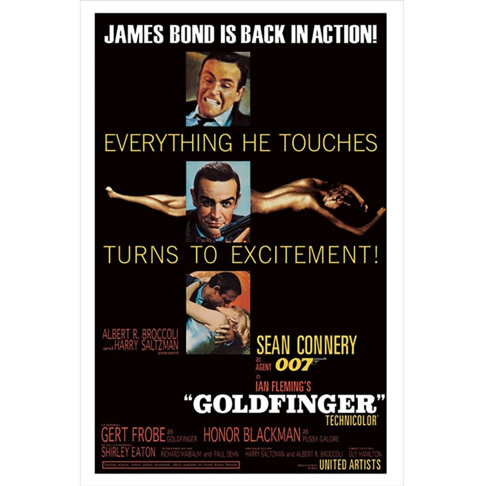 James Bond Goldfinger Poster - Black - One Size