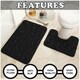 image 3 of VELVETIO 2Pc Pebble Bath Mat Set Memory Foam Bathroom Toilet Rugs Black