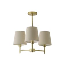 ValueLights Kincaid 3 Arm Gold Chandelier Ceiling Light Taper Shades and Bulbs
