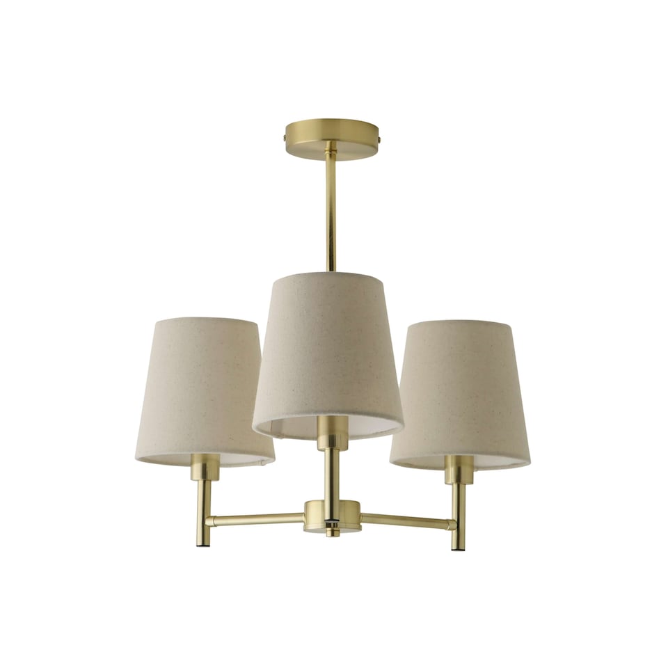 image 1 of ValueLights Kincaid 3 Arm Gold Chandelier Ceiling Light Taper Shades and Bulbs
