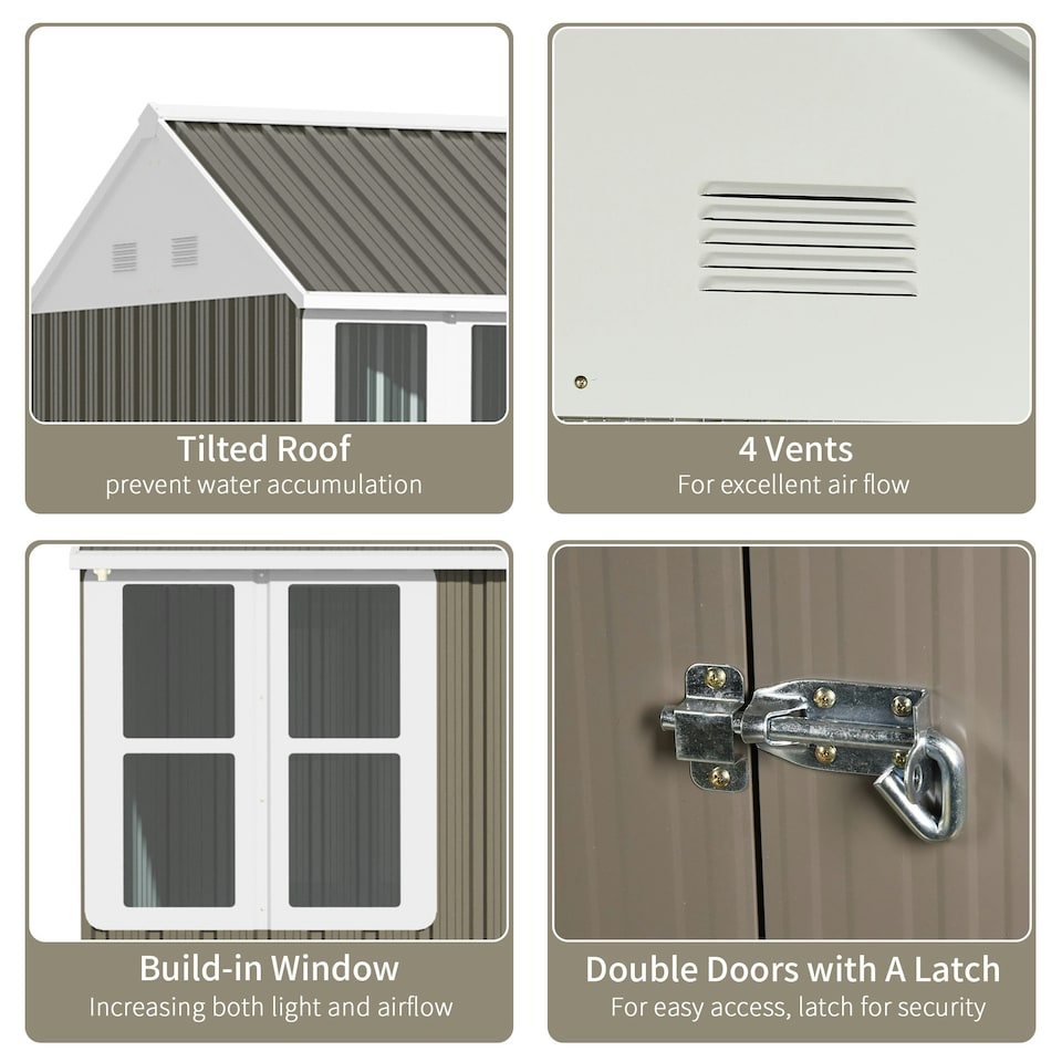 image 1 of Outsunny 8 x 6ft Metal Garden Shed Outdoor Storage Shed with  Doors Window