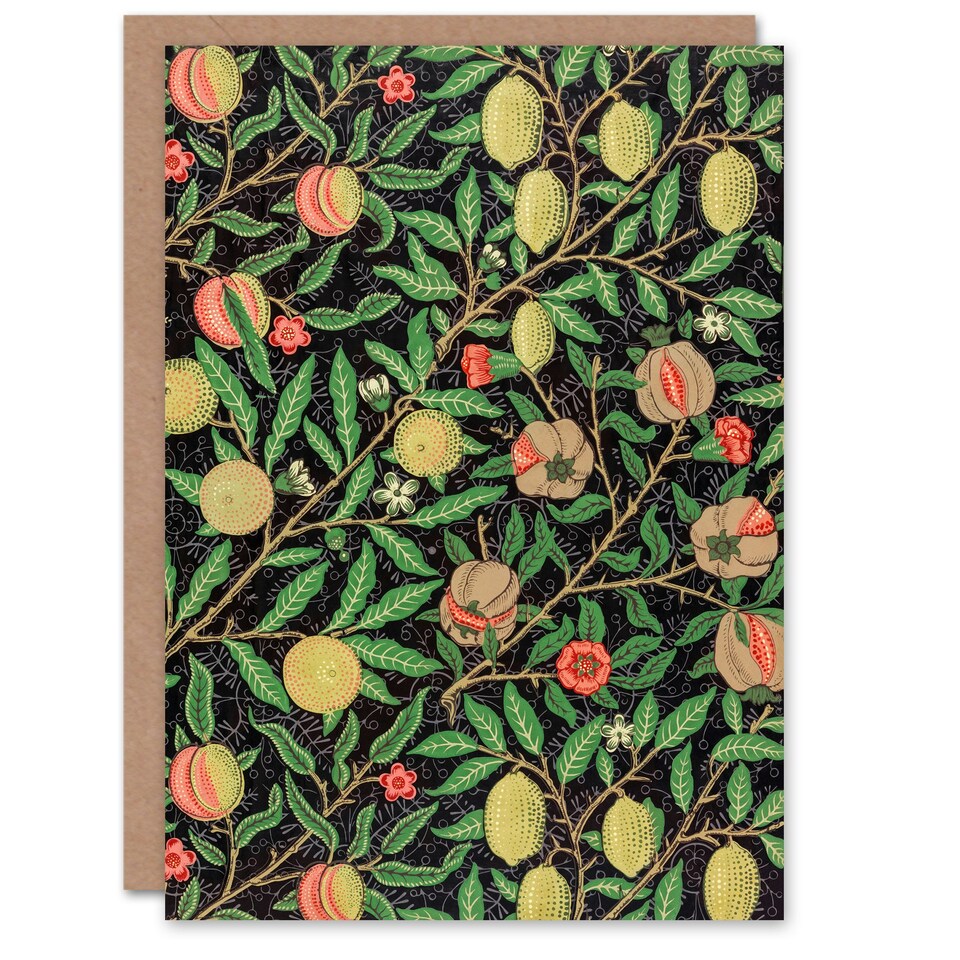 image 1 of William Morris Art Card Pomegranate and Citrus Pattern