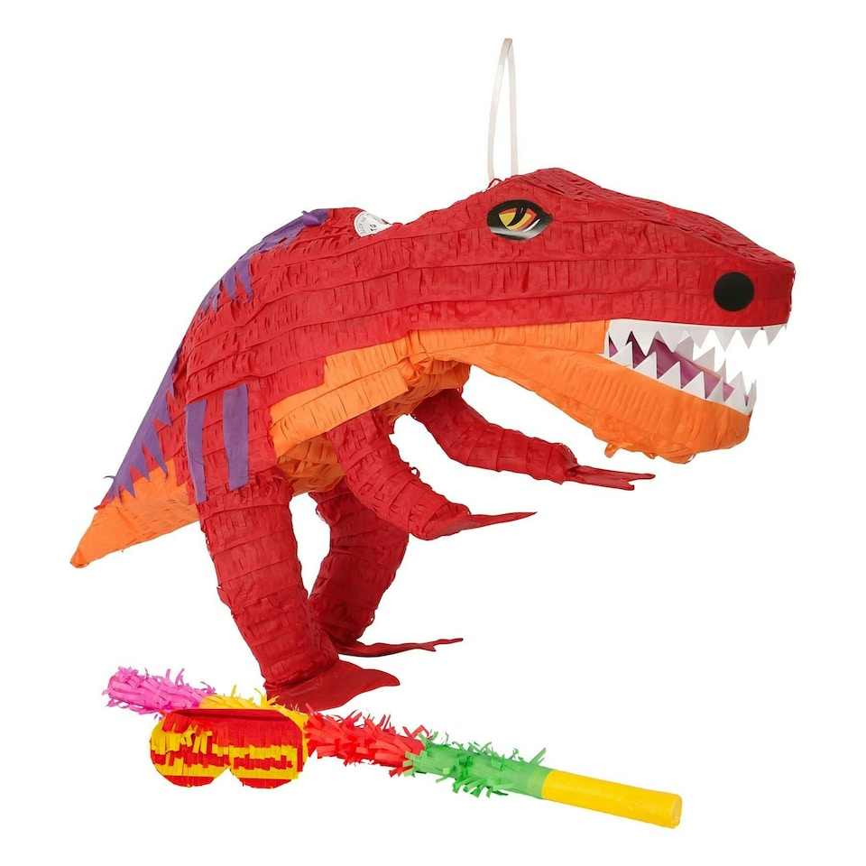 image 1 of Fax Potato T-Rex Pinata Set with Stick & Blindfold - Multi Stick