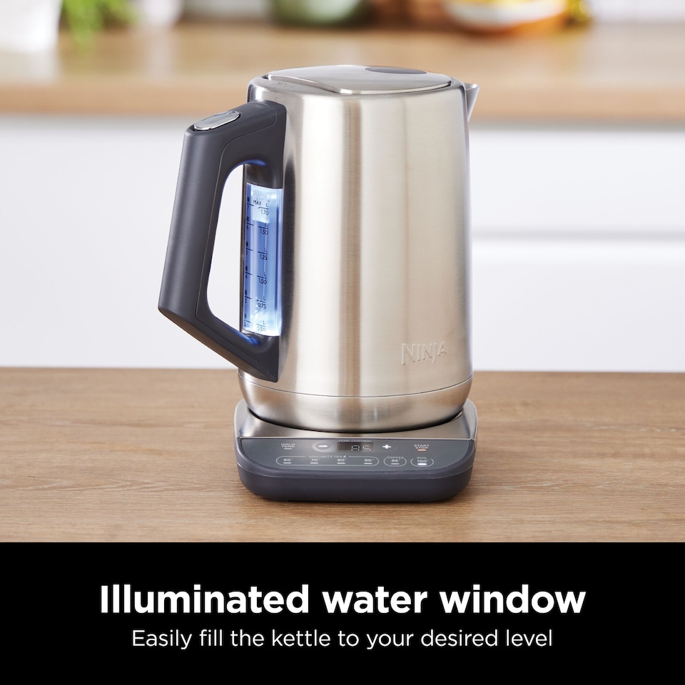 image 1 of Ninja Perfect Temperature Kettle with 6 Pre Set Temperatures Stainless Steel KT201UK