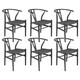 image 1 of Nicholas Winter Beech Wooden Scandi Danish Style Dining Chairs - Black/Black - Set of 6 - Solid Wood Chair Armchair Dining Chair Club Chair Side Chair Black