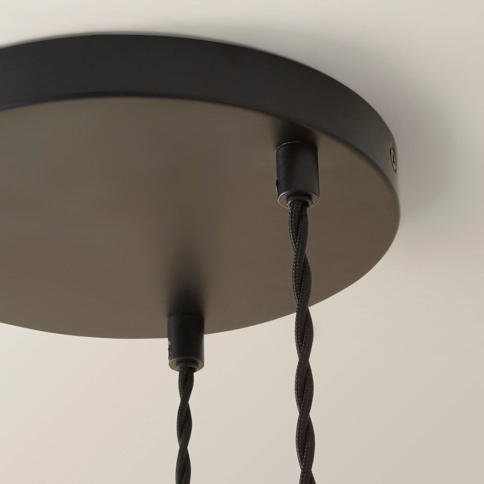 image 1 of ValueLights Bellamy Smoked Glass 3 Drop Cluster Black Pendant Light & Bulbs | Black