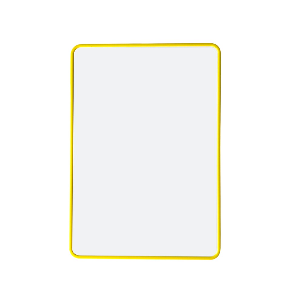image 1 of Pack of 6 A4 Double Sided Magnetic Erasable MDF Plain Whiteboards With Yellow Border | Yellow | Yellow