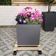 image 2 of 35cm Square Wooden Garden Plant Pot Flower Trolley Stand On Wheels
