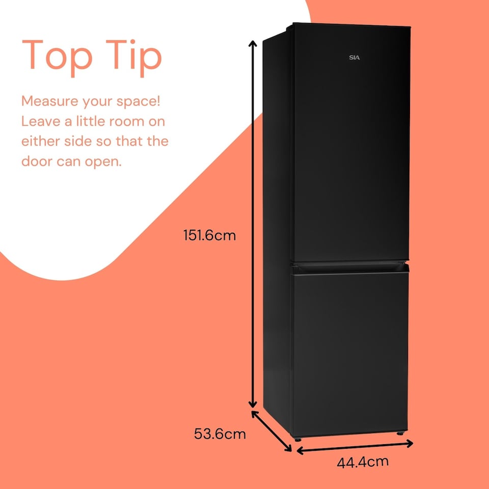 image 1 of SIA 165L Combi Fridge Freezer Black 60/40 Split - SFF15144BL/E