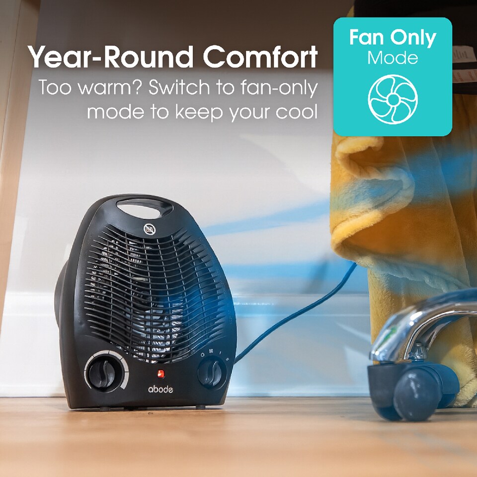image 1 of Abode AFH1002B Electric Heater Black 2000W Cooling Fan Mode with 2 Heat Settings