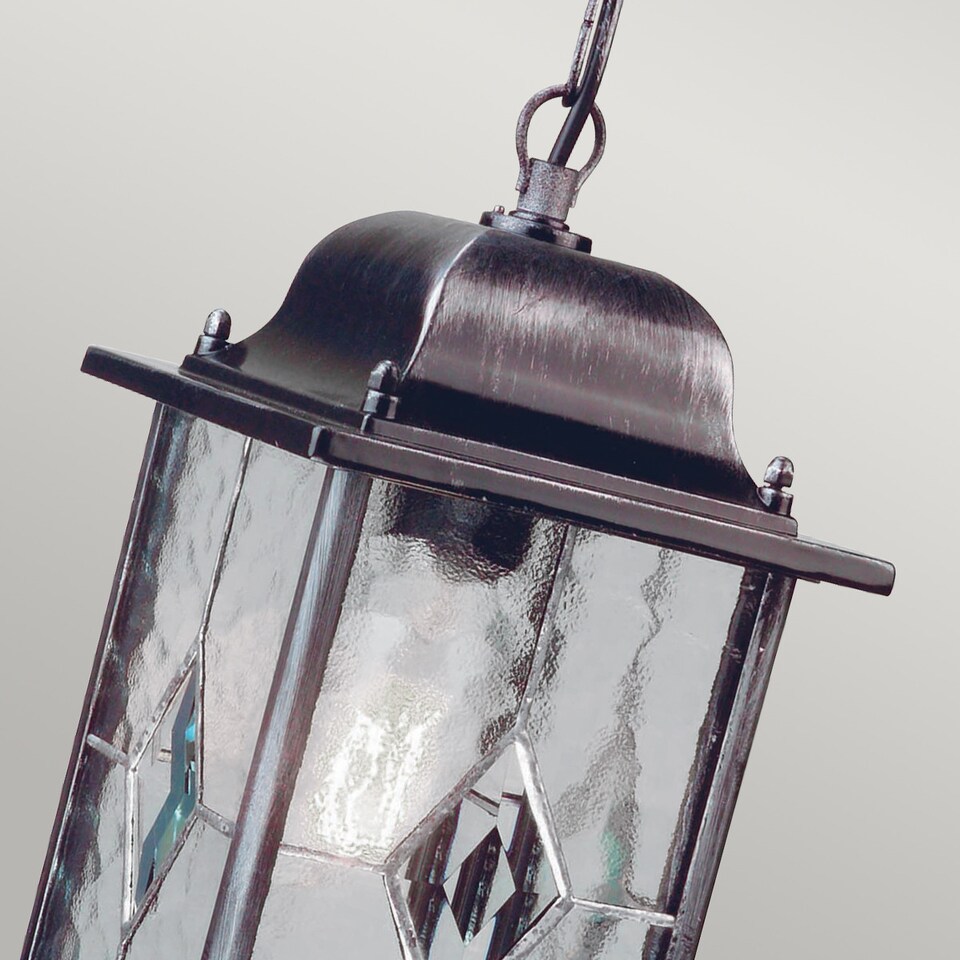 image 1 of Wexford 1 Light Outdoor Ceiling Chain Lantern Black Silver IP43, E27