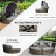 image 4 of Outsunny Outdoor PE Rattan Garden Furniture with Cushioned, Patio Wicker Conversation Furniture Set, Round Daybed with Retractable Canopy, Coffee Table and Three Pillows, Grey
