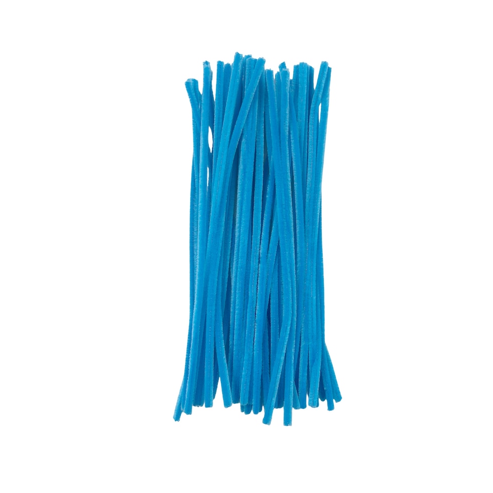 image 1 of Pack of 50 Light Blue Coloured Pipe Cleaners 30cm x 6mm Craft Chenille Stems
