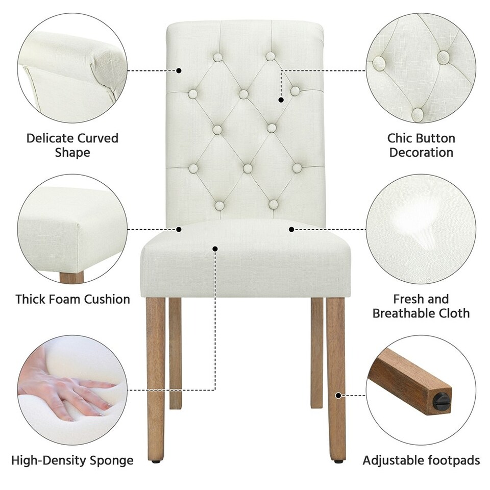 image 1 of Yaheetech Set of 2 Classic PU Leather Dining Chairs Cream | Beige