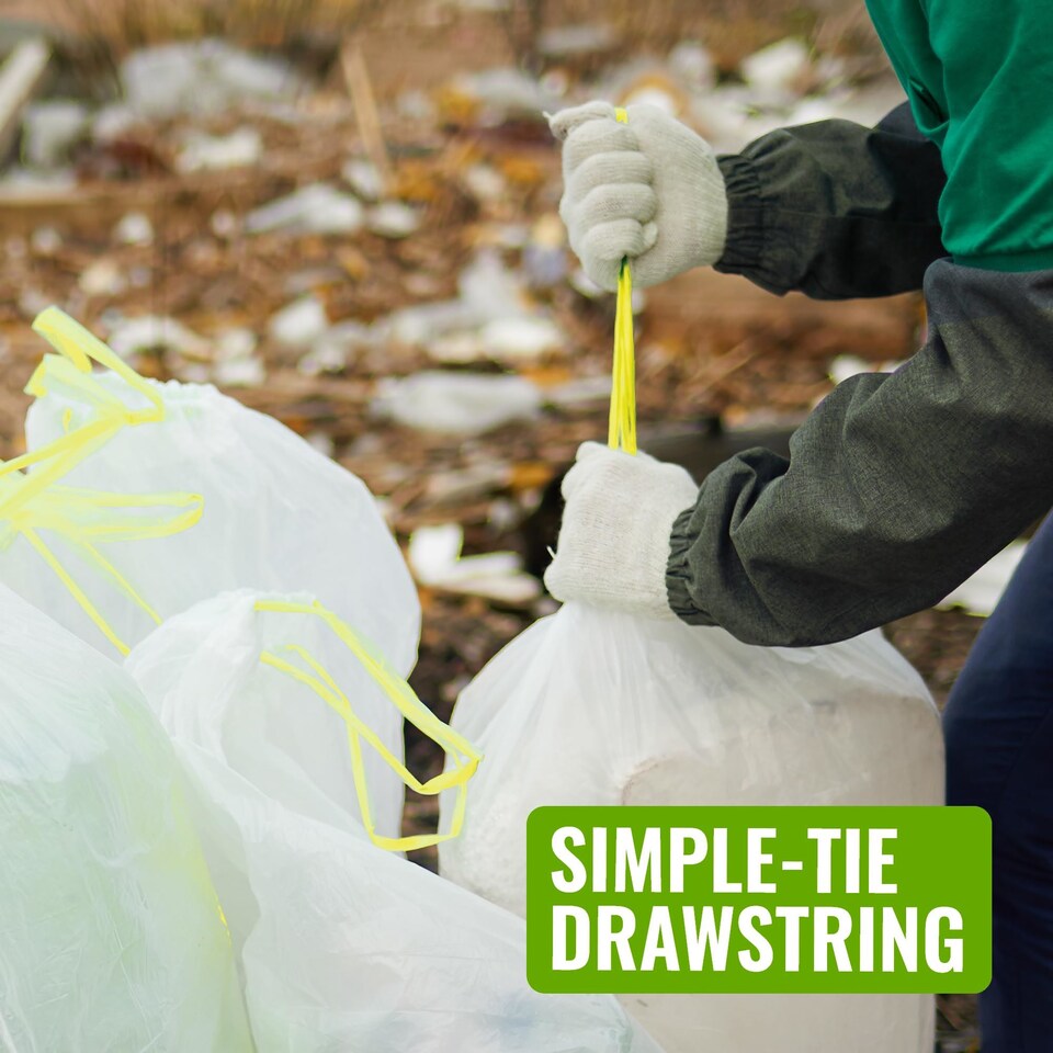 image 1 of Ecobag Extra Strong Lemon Scented Kitchen Drawstring Bin Liners Tear Resistant