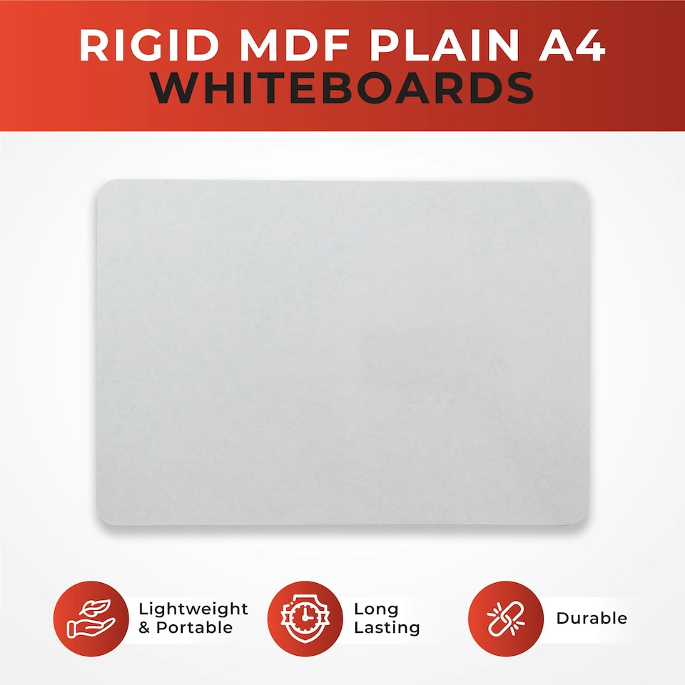 image 1 of Pack of 60 Rigid MDF Plain A4 Whiteboards