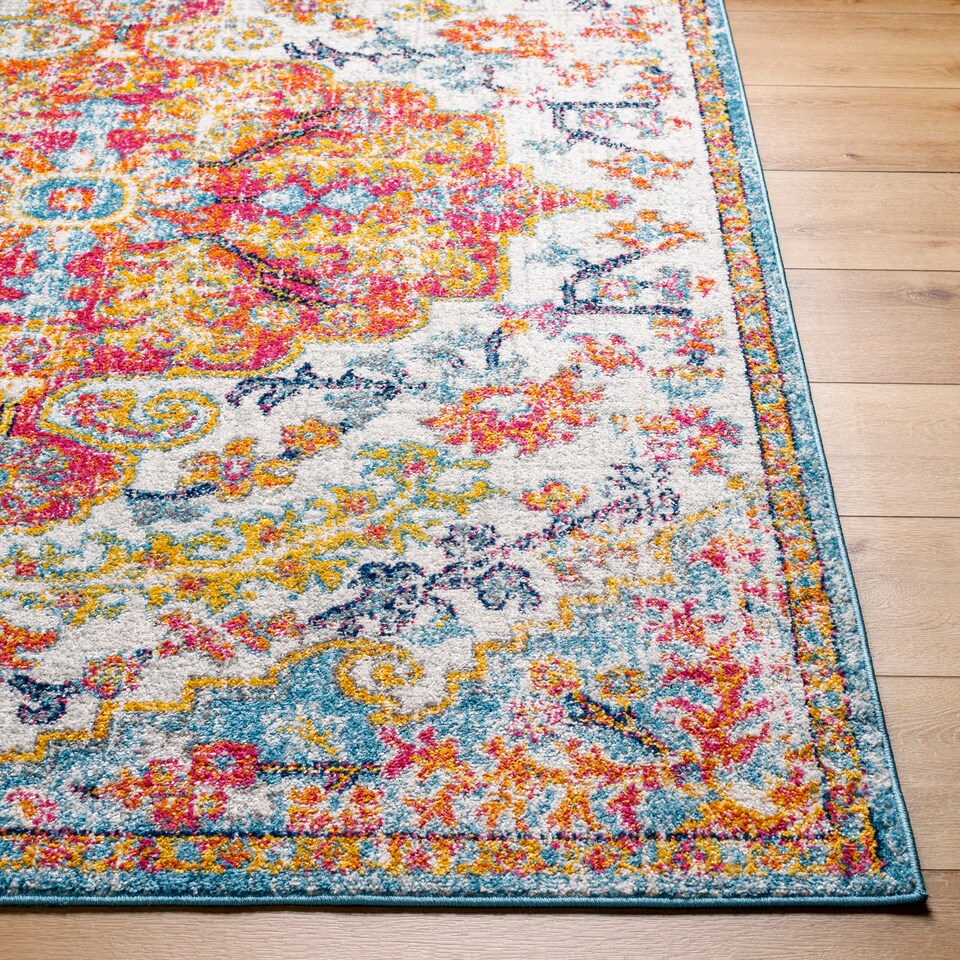 image 1 of LIVABLISS Harput-Vintage Traditional Boho Rug 160 x 220 cm | Blue Orange Yellow Grey
