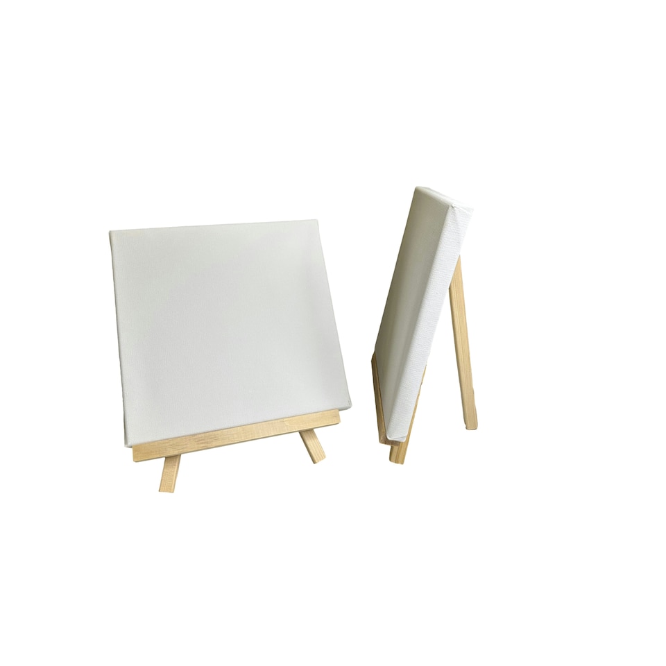 image 1 of 20x20cm Canvas and Wooden Easel Set