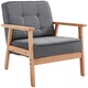 image 6 of HOMCOM Accent Chair Linen Armchair w/ Armrests for Living Room Grey Natural