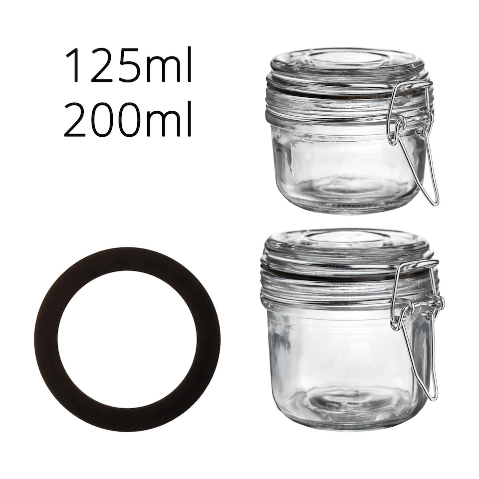 image 1 of Argon Tableware Glass Storage Jar Seals - Medium - Black - Pack of 6