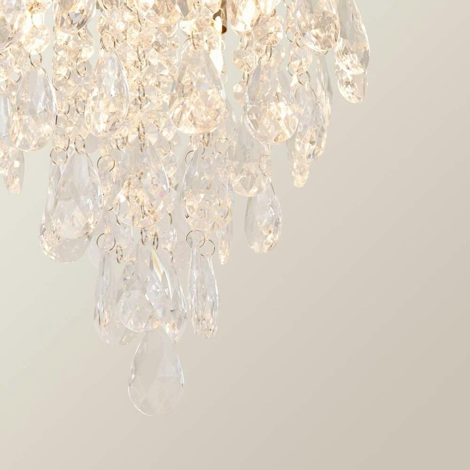image 1 of ValueLights Lara Chrome Flush Chandelier Style Acrylic Droplet Ceiling Light | Chrome