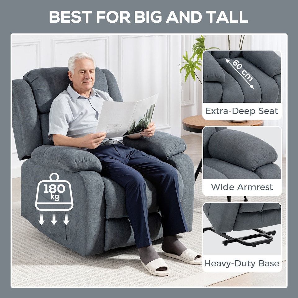 image 1 of HOMCOM Power Lift Recliner, Lift Chair with Vibration Massage, Grey