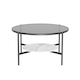 image 1 of 2 Tier Round Faux Marble Glass Coffee Table Heavy Duty Black