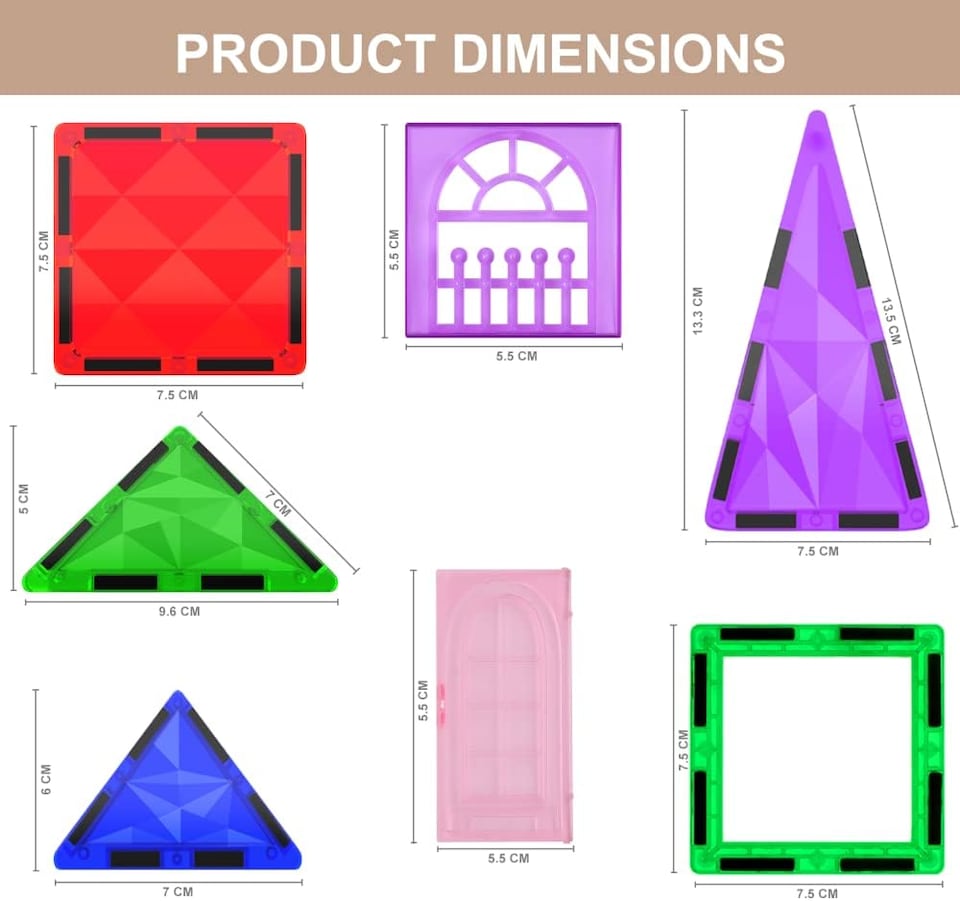 image 1 of Desire Deluxe Magnetic Building Blocks Tiles STEM Toy Set – Kids Learning Educational Construction Toys for Boys Girls Present Age 3 4 5 6 7 Year Old - Gift (42pc)