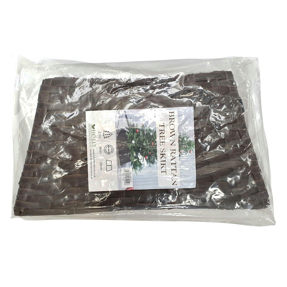 image 1 of Holly International Brown Rattan Folding Christmas Tree Skirt Collar