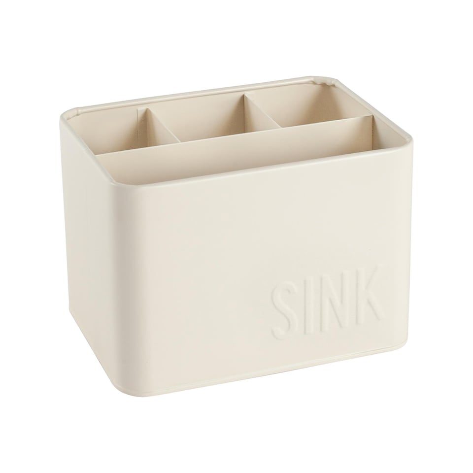 image 1 of Harbour Housewares Vintage Metal Sink Tidy - Cream | White | Cream