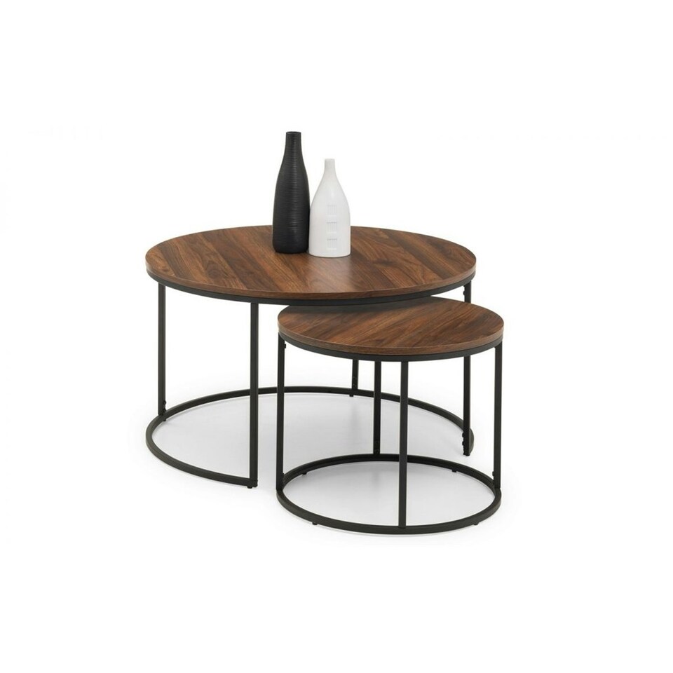 image 1 of Walnut Round Nesting Coffee Tables | Brown | Brown