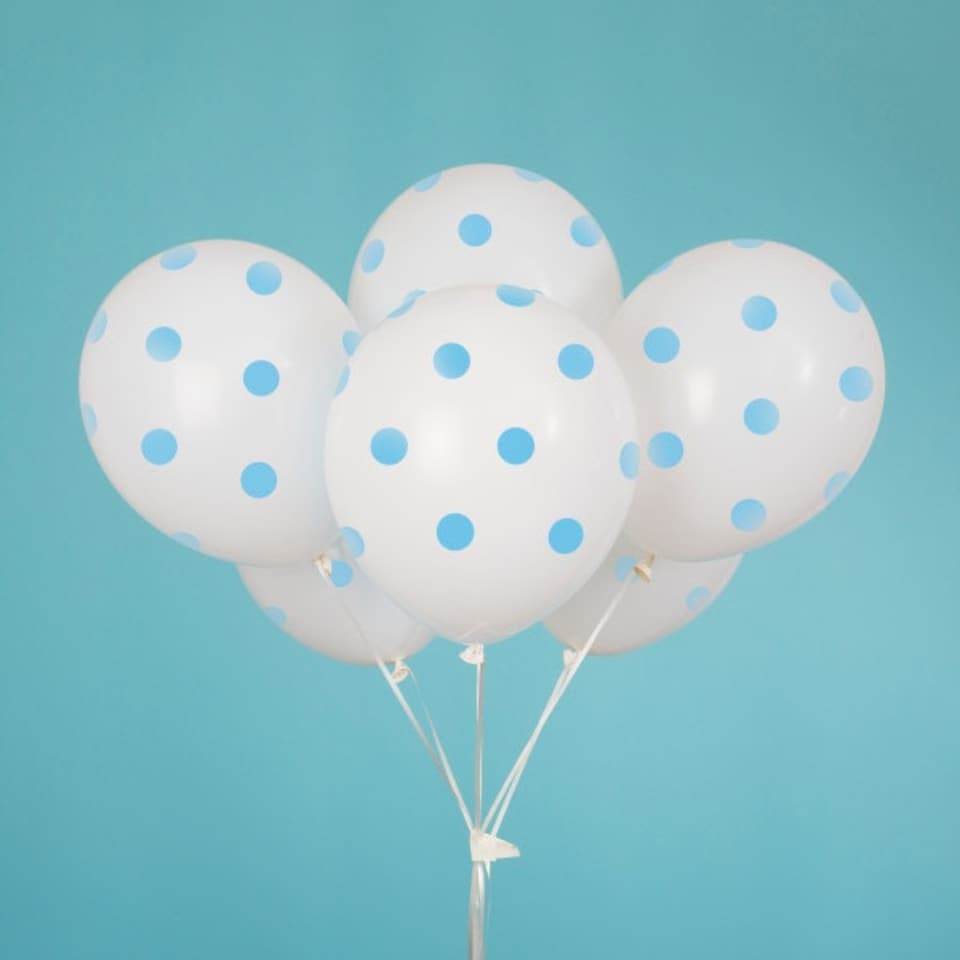 image 1 of Pack of 6 Powder Blue Dots 12" Latex Balloons