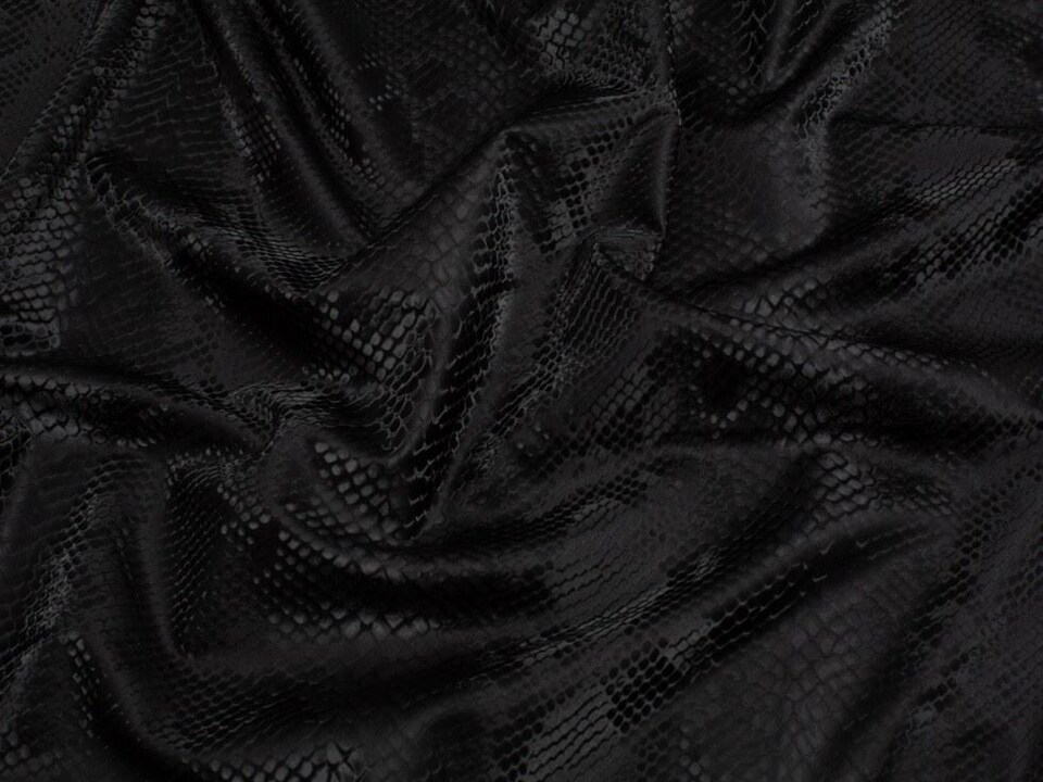 Minerva Core Range Black Snakeskin Activewear Lycra Four Way Stretch Knit Fabric for Dressmaking, 140cm / 55" Wide - per metre
