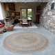 image 2 of CHAKKAR DARK Stripe Round Rug Braided in Beige Black - Jute - L150 x W150 - Beige/Black Black