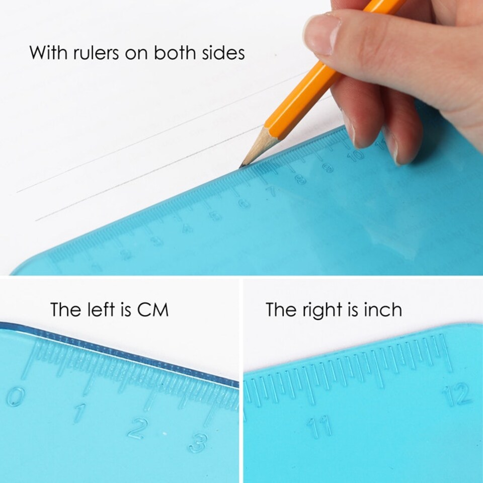 image 1 of Single A4 Coloured Translucent Clipboard Writing Board with cm/Inch Engraved Ruler