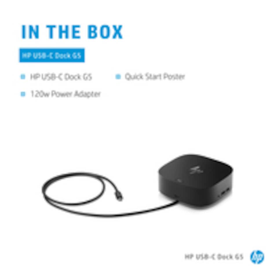 image 1 of HP USB-C Dock G5, Wired, USB 3.2 Gen 1 (3.1 Gen 1) Type-C, Black, HP, ProBook 450 G7 Notebook PC; ProBook 440 G7 Notebook PC; ProBook 430 G7 Notebook | Black | Black