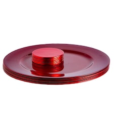 Argon Tableware 12 Piece Metallic Charger Plates Set - Red
