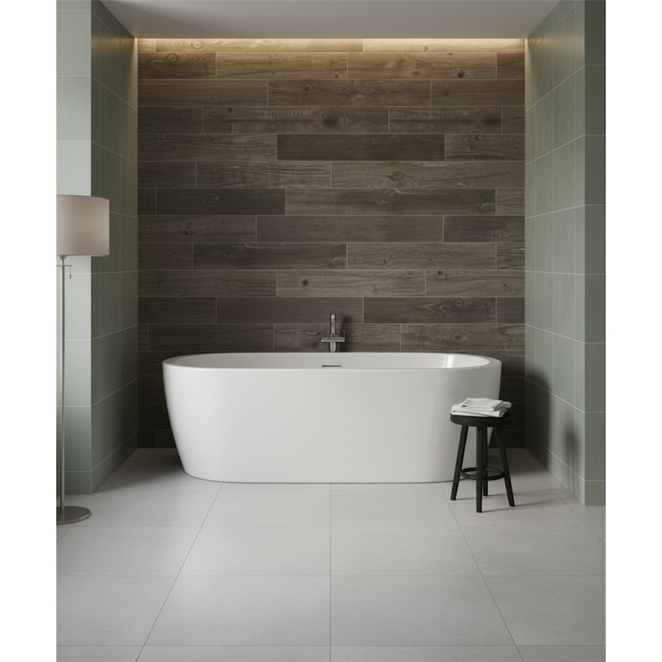 image 1 of Premium White Matt Porcelain Wood Effect Floor Tile (9 Pack - 1 Box - 1.22 m2 Coverage) - TV Room- Inspired by Latin America