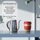 image 4 of Ecoffee Cup 12oz 350ml Van Gogh Design Reusable, Plant Based Coffee Cup with Silicone Lid & Sleeve, Flowering Plum Orchard